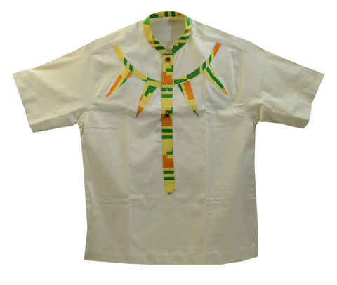Ghana Men's Polished Cotton/Batik Trim Dashiki - XL