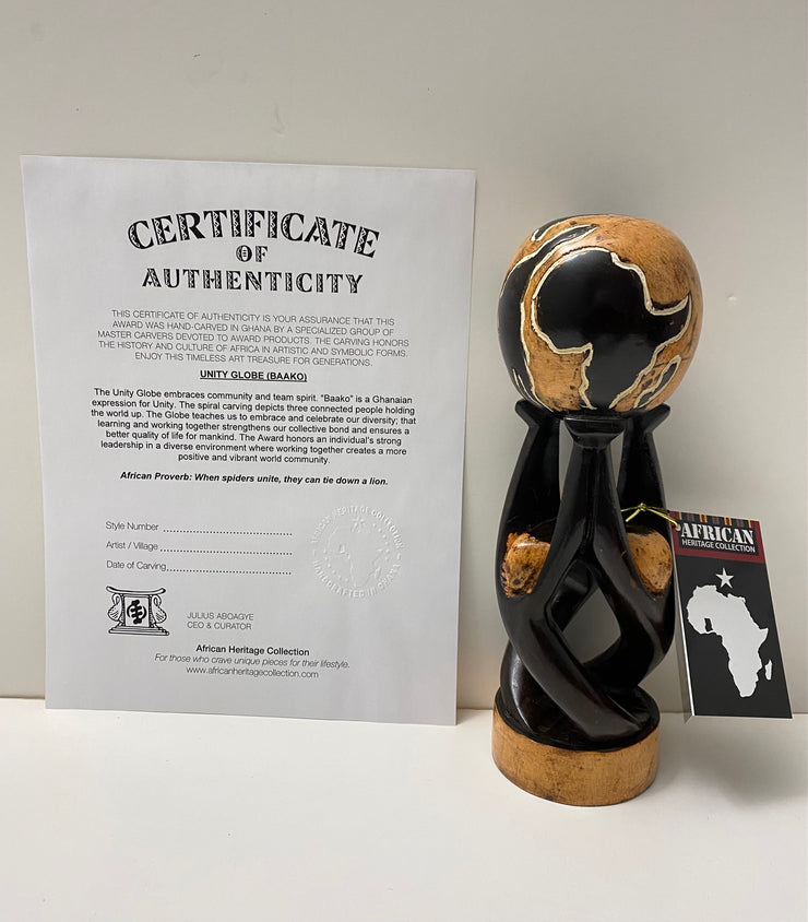 African-Inspired Unity Globe Carving - Teamwork