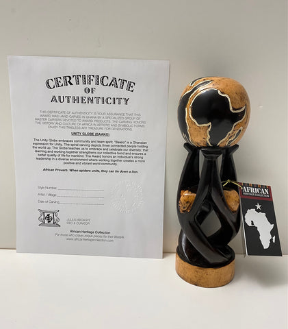 African-Inspired Unity Globe Carving - Teamwork