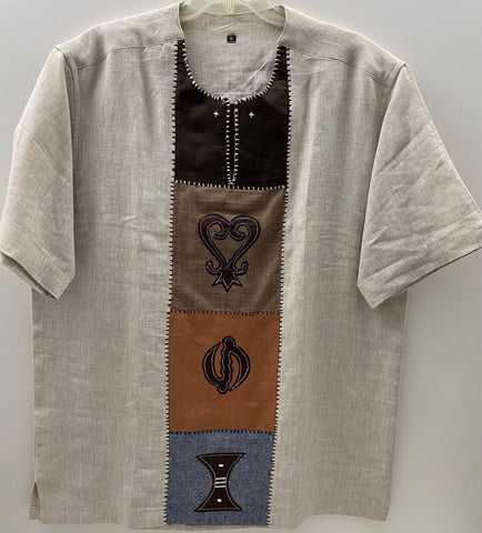 Ghana Men's Linen/Batik Dashiki II - XL