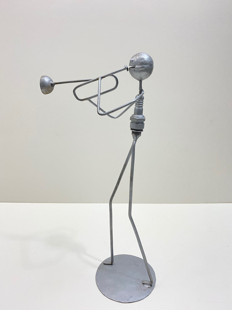 Recycled Metal & Spark Plug Trumpet Player