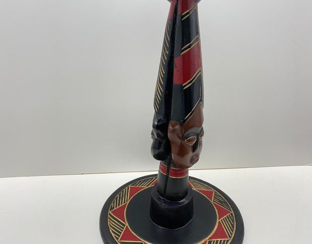 Handcrafted Zulu Head Accent Table